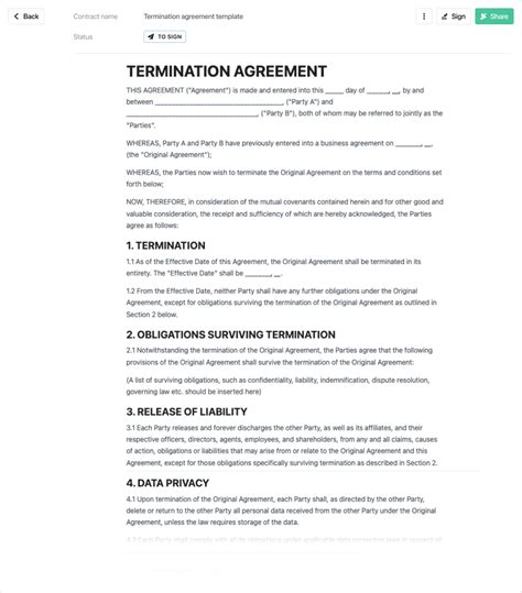 Termination agreement template - free to use