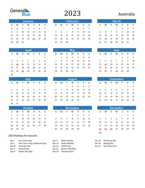 Australia Calendar 2023 Free Printable Pdf Templates - ZOHAL