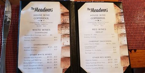 Menu at The Meadows restaurant, Middletown, Yankee Rd