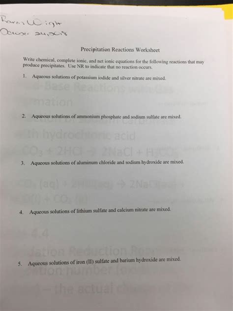 20++ Precipitation Reactions Worksheet – Worksheets Decoomo