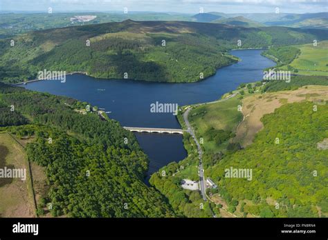 An aerial view of the Ladybower Reservoir, Upper Derwent Valley ...