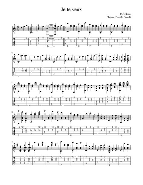 Je te veux Sheet music for Guitar (Solo) | Musescore.com