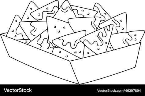 Nachos isolated coloring page for kids Royalty Free Vector