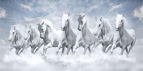 7 Horses Painting Hd