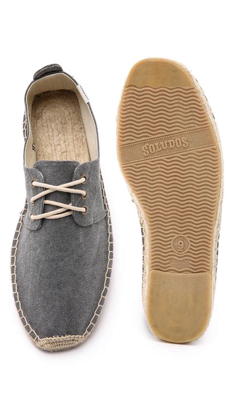 Soludos Washed Canvas Lace Up Espadrilles in Gray for Men | Lyst