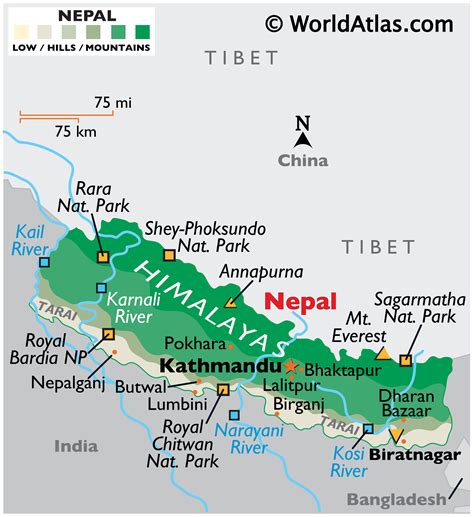 Nepal Maps Including Outline and Topographical Maps - Worldatlas.com