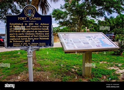 The Fort Gaines historic marker tells the history of the fort, Aug. 12 ...