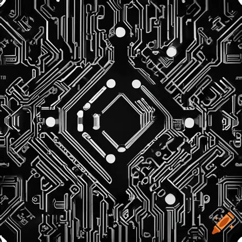 Abstract black and white integrated circuit background on Craiyon