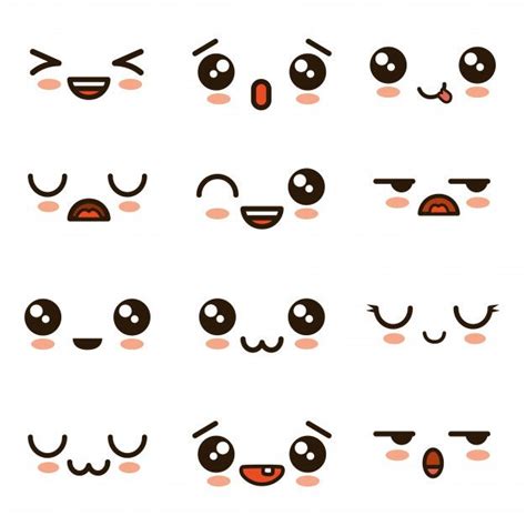 Cute faces kawaii emoji cartoon Premium Vector | Cute kawaii drawings ...