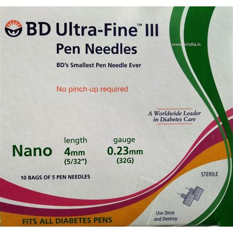 Buy BD Ultra-Fine III Insulin Pen Needles 32G 4mm Pack of 50 Online at ...