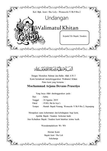 Undangan Walimatul Khitan | PDF