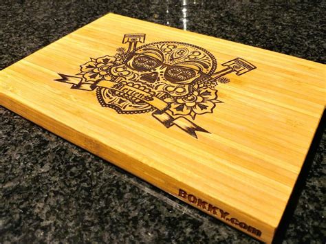 Buy Laser engraved bamboo cutting board with custom design, size: small ...