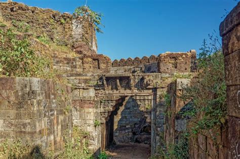 Gate of Pavagadh Fort Pavagadh Archaeological Park Stock Photo - Image ...