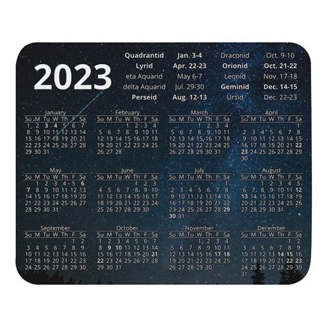 2023 Meteor Shower Calendar Mouse Pad - Etsy Canada