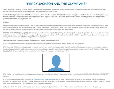 Percy Jackson TV News on Twitter: "#PercyJackson OPEN CASTING CALL FOR ...