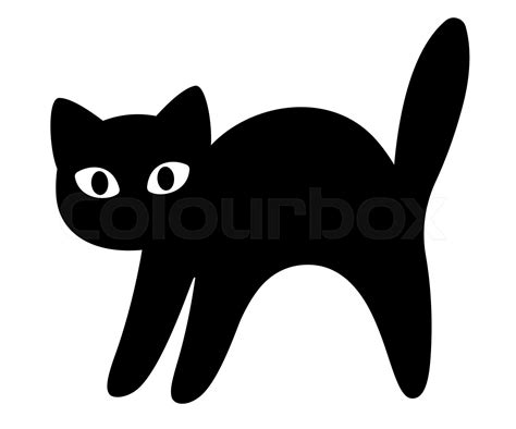 Cartoon black cat silhouette | Stock vector | Colourbox