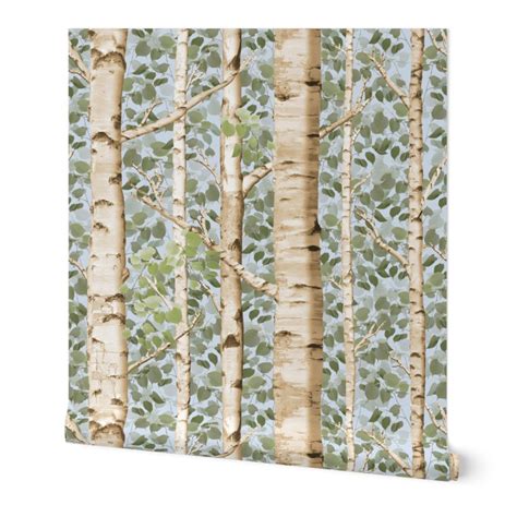 Birch Grove in Summer Wallpaper | Spoonflower