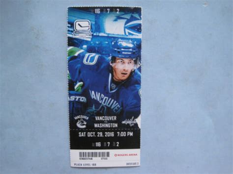 2016/17 VANCOUVER CANUCKS WASHINGTON CAPITALS HOCKEY TICKET STUB LOUI ...