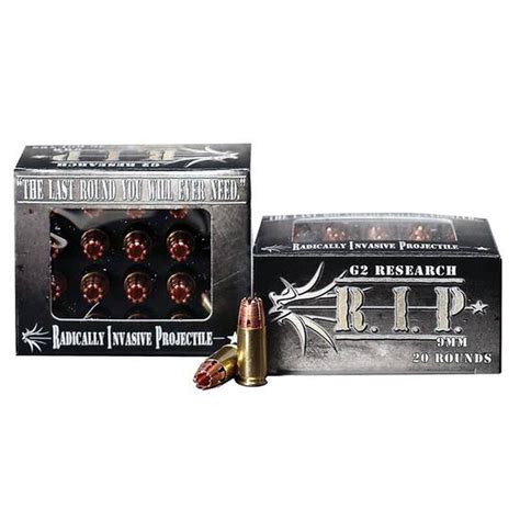 G2 Research R.I.P. RIP 9mm Ammunition, 20 Rounds, HP, 92 Grains – Texas ...