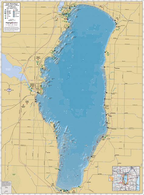 Lake Winnebago Wall Map - Mapping Specialists Limited