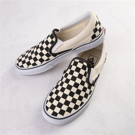 Vans Slip-On Checkerboard Skate Shoe - Black / White | Journeys