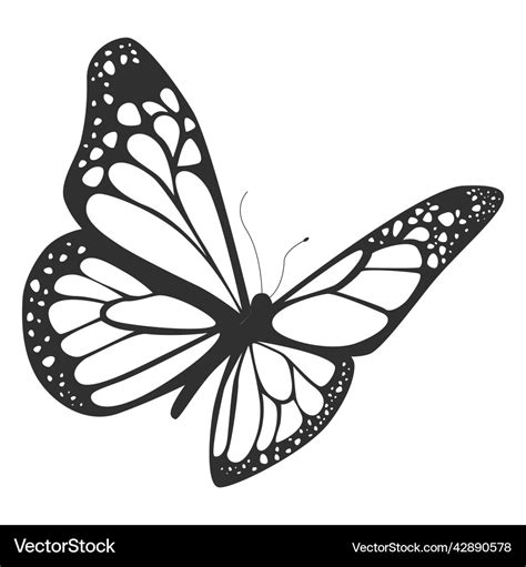 Monarch butterfly flying silhouette high quality Vector Image