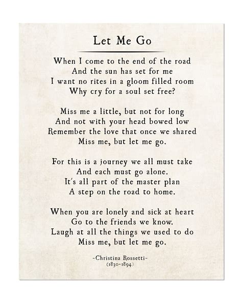 Christina Rossetti Let Me Go Poem Miss Me but Let Me Go Loss - Etsy UK