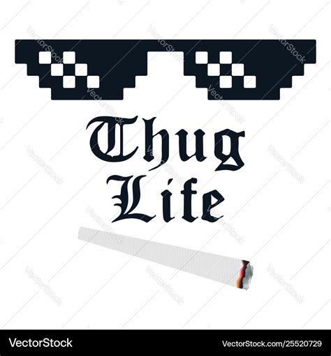 Thug life meme with glasses and cigarette Vector Image