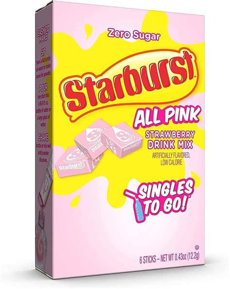 Starburst All Pink Strawberry Flavour Sugar Free Singles To Go Drink ...