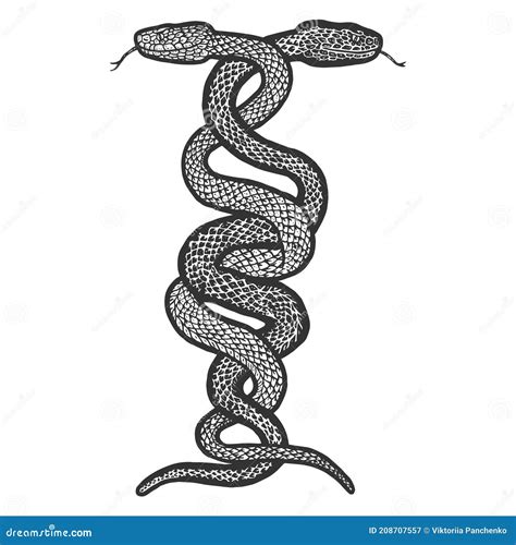 Engraving Of Two Snakes Entwined Around An Anchor Royalty-Free Stock ...