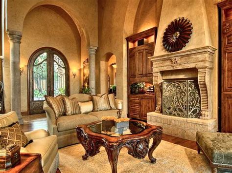 tuscan living room colors in sandstone and beige walls with dark wood ...