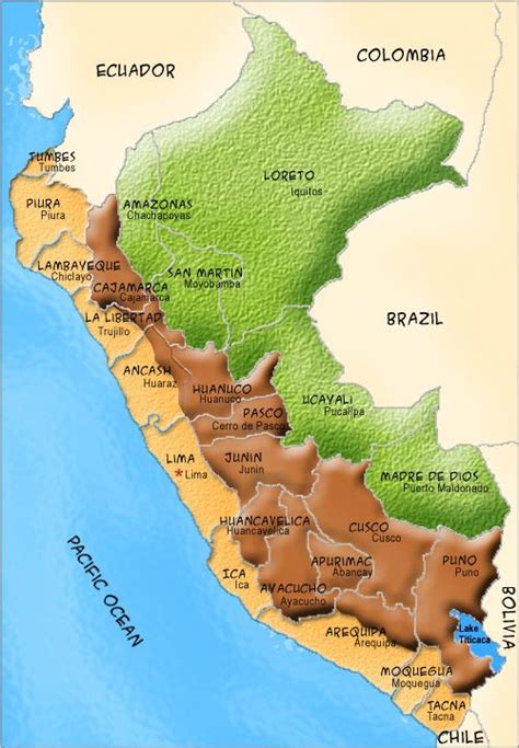 3 different regions of Peru divided - costa, sierra y selva South ...