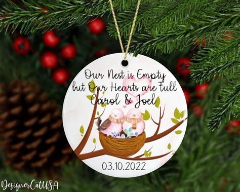 Personalized Empty Nest Ornament With Love Birds, Custom Name Empty ...