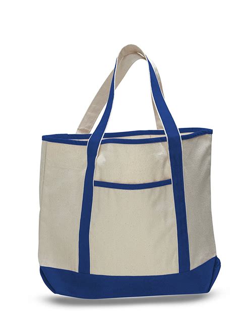 22" Spacious Durable Large Canvas Tote Bag w/Front Pocket Pool Beach ...