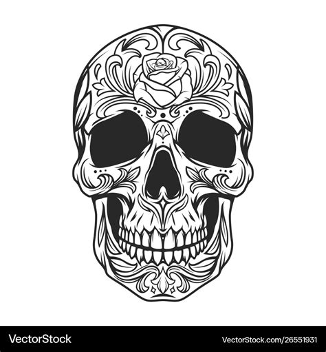 Vintage monochrome sugar skull Royalty Free Vector Image