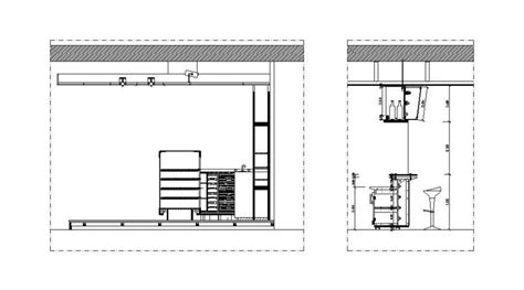 Bar counter section and furniture cad drawing details dwg file - Cadbull