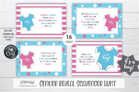 "A BOY OR A GIRL! WHICH WILL IT BE? This editable, printable scavenger ...