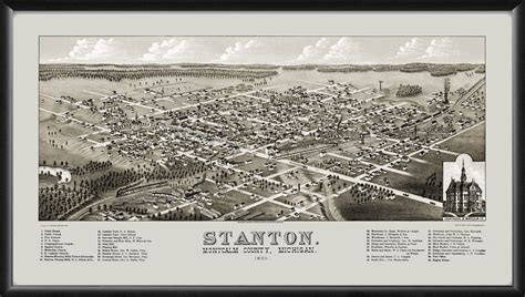 Stanton MI 1880 Restored Map | Vintage City Maps