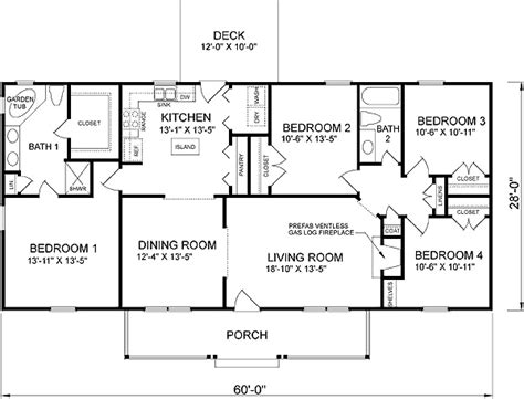 Traditional Style House Plan - 4 Beds 2 Baths 1880 Sq/Ft Plan #17-1093 ...