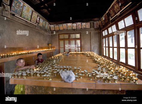 Bomdila Gompa or monastery prayer hall. Bomdila, Arunachal Pradesh ...