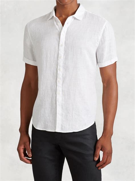 Lyst - John Varvatos Linen Short Sleeve Shirt in White for Men