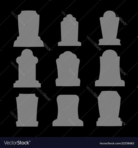 Tombstone silhouette set for halloween gravestone Vector Image