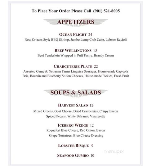 Menu of Flight Restaurant & Wine Bar - Memphis in Memphis, TN 38103