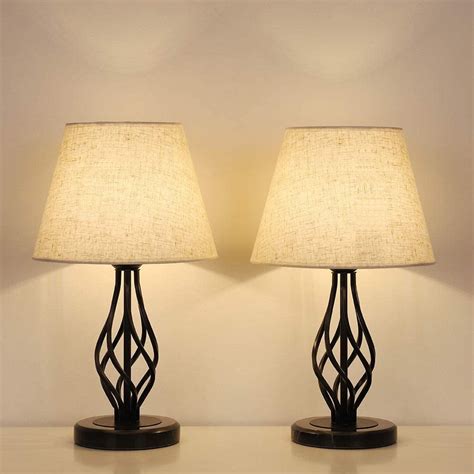 Haitral Traditional 5.5" 2-Lights Nightstand Lamp Sets with Marble Base ...