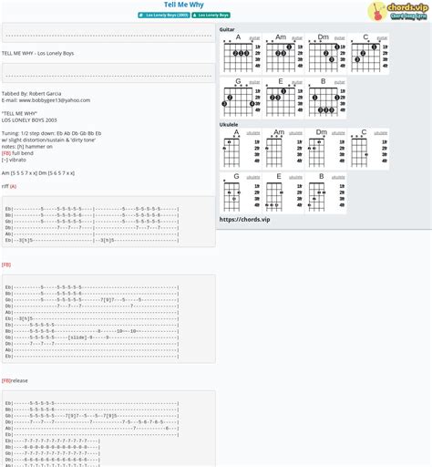 Chord: Tell Me Why - Los Lonely Boys - tab, song lyric, sheet, guitar ...