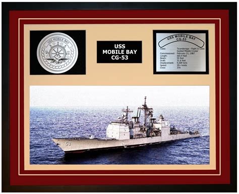 USS MOBILE BAY CG-53 Framed Navy Ship Display Burgundy – Navy Emporium