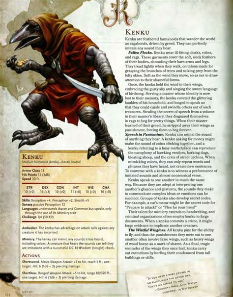 Unveiling the Mysterious Kenku 5e: Origins and Abilities