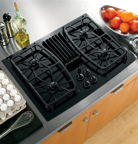 GE PGP989DNBB 30 Inch Gas Downdraft Cooktop with 330 CFM, 4 Sealed ...