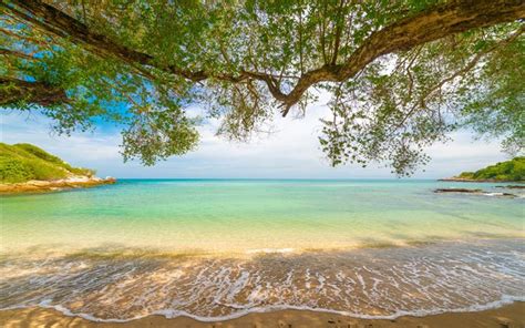 Download wallpapers beach, seascape, blue lagoon, azure, coast, summer ...