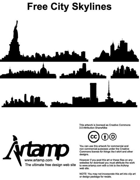 Vector City Skylines [AI and CDR Files] | City skyline silhouette, City ...